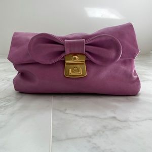 Marc by Marc Jacobs Linda Bow Clutch Grape Leather